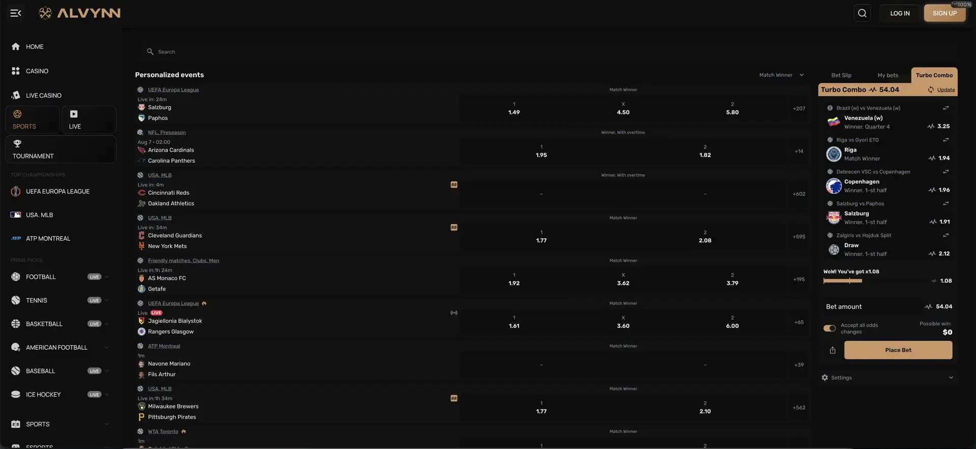Alvynn account and profile settings