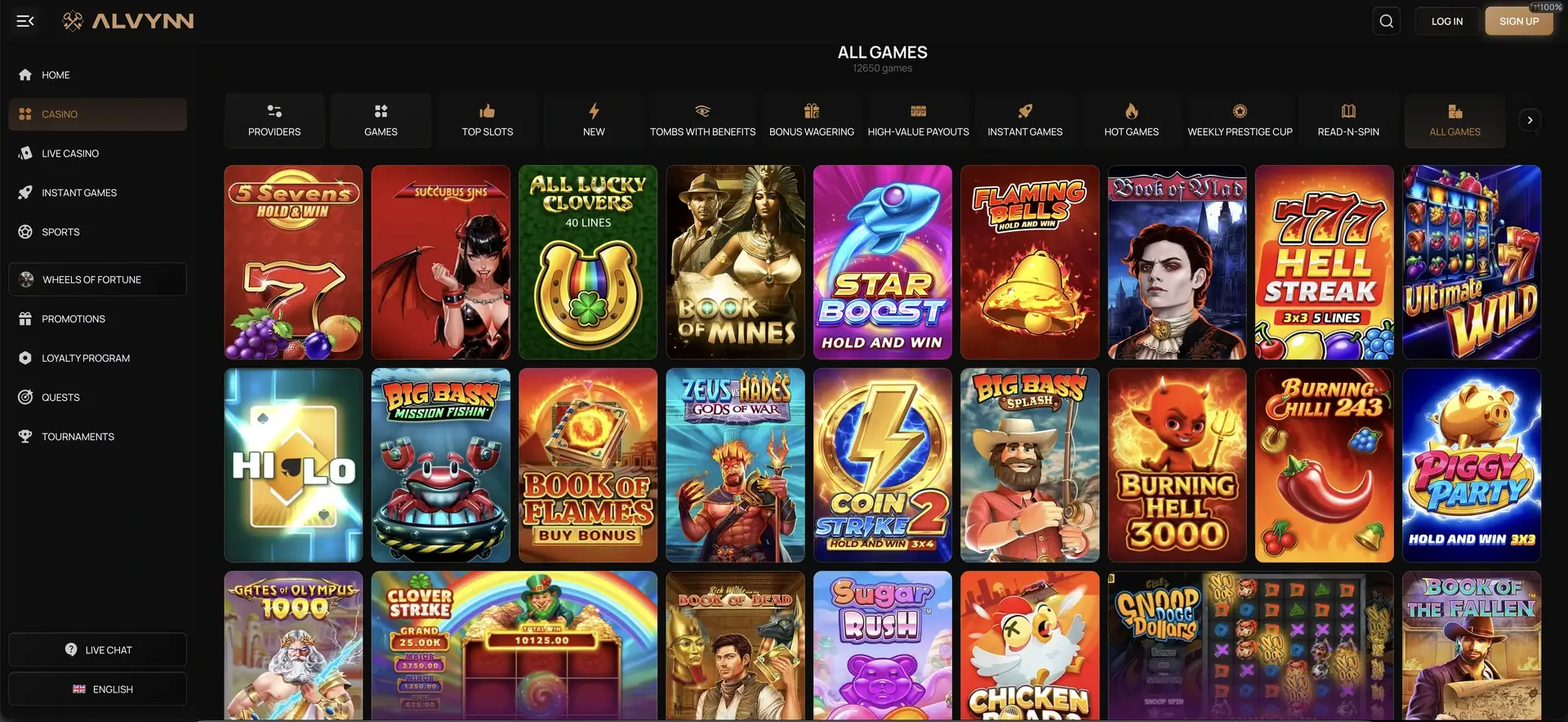 Alvynn casino slots grid